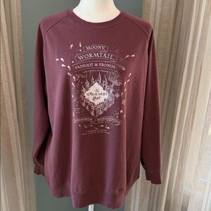 Torrid Harry Potter Marauder's Map Burgundy Sweatshirt, Size 0 (Large)